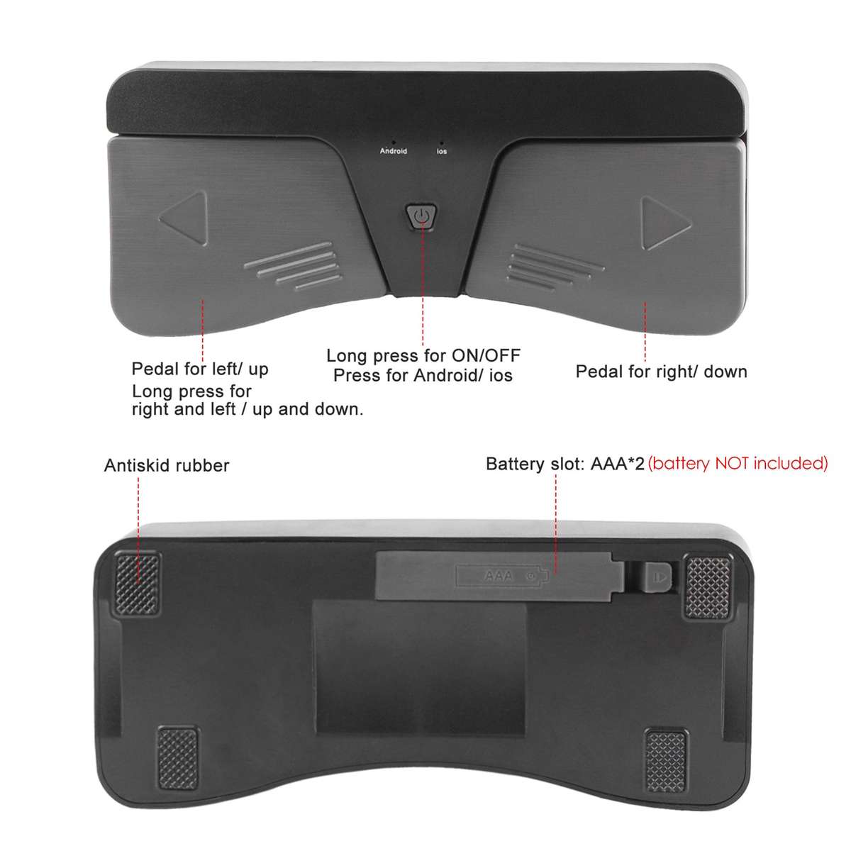 Intelligent Wireless BT Page Turner Pedal Compatible with iOS and Android Devices Smart Phone