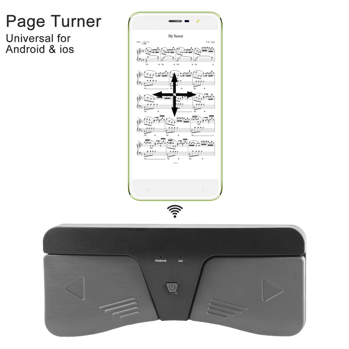 Intelligent Wireless BT Page Turner Pedal Compatible with iOS and Android Devices Smart Phone