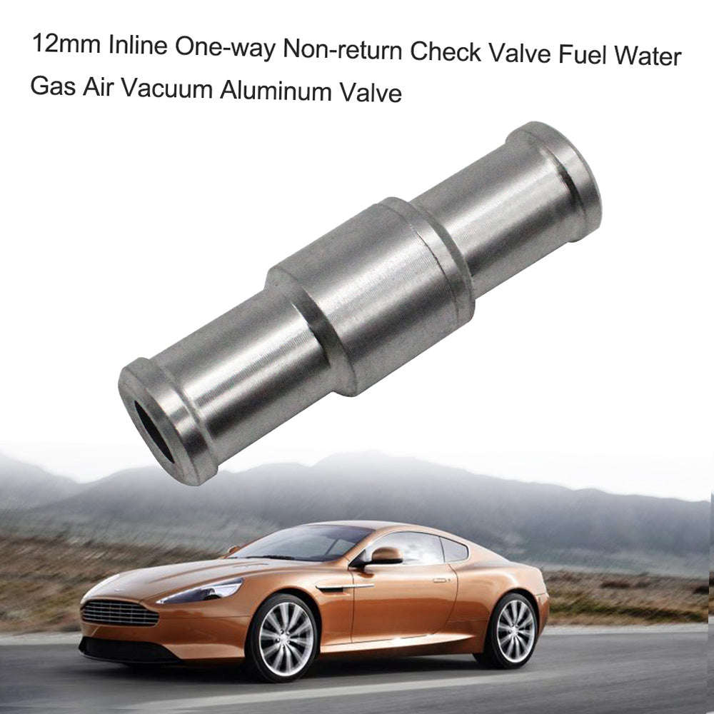 12mm Inline One-way Non-return Check Valve Fuel Water Gas Air Vacuum Aluminum Valve