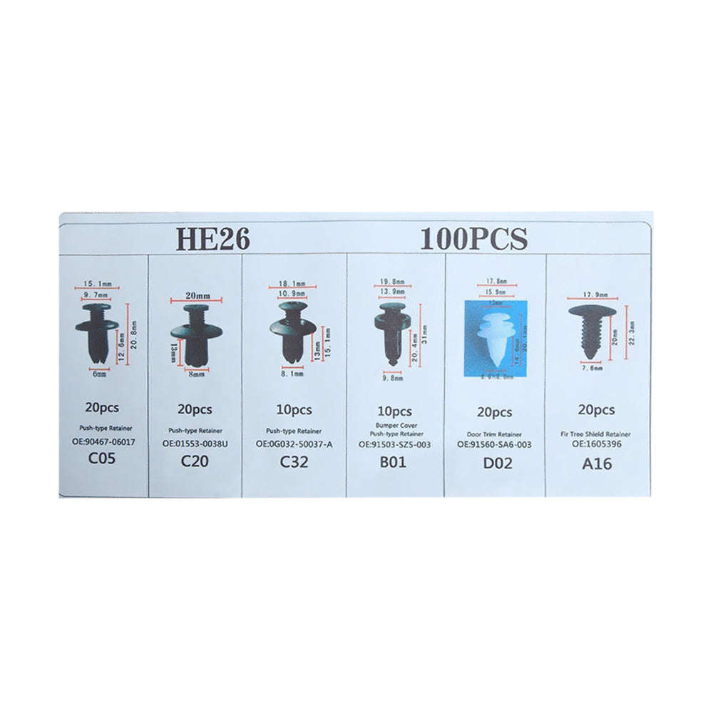 100 Pcs Car Retainer clips Body Plastic Rivets Fasteners Push Bumper Door Trim Panel Screws with Rem