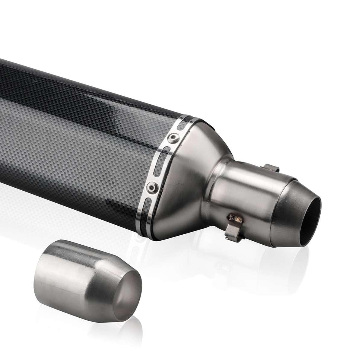 1.5-2in Inlet Motorcycle Exhaust Muffler Pipes Slip on Silencer Carbon Fiber Style Tail Tube High Te