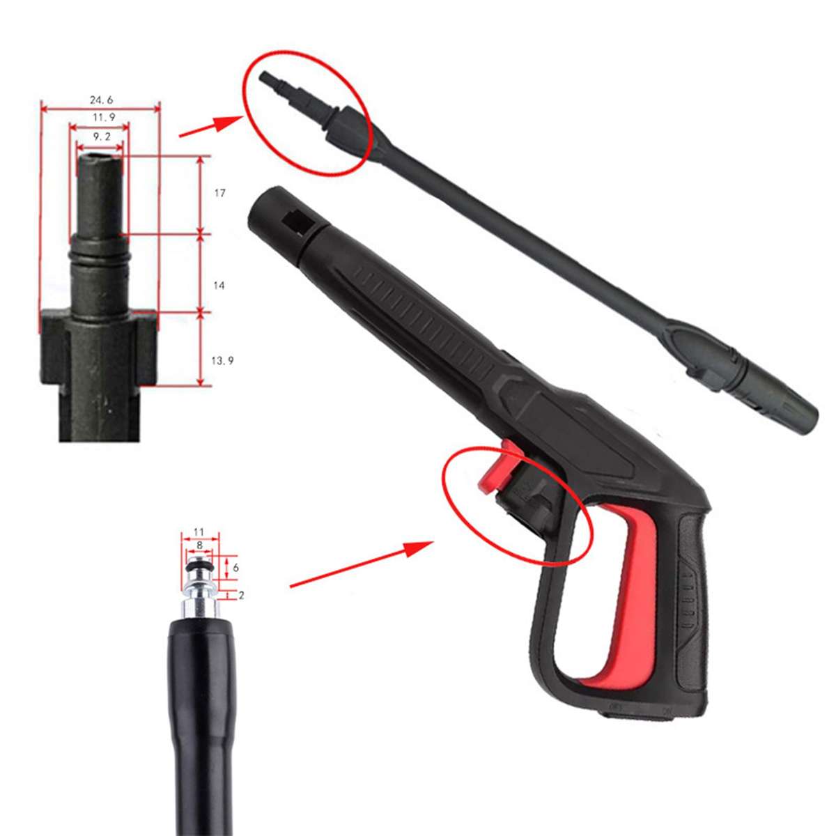 Pressure Washer 16Mpa High Pressure Power Water Gun Clip-on Spray Water