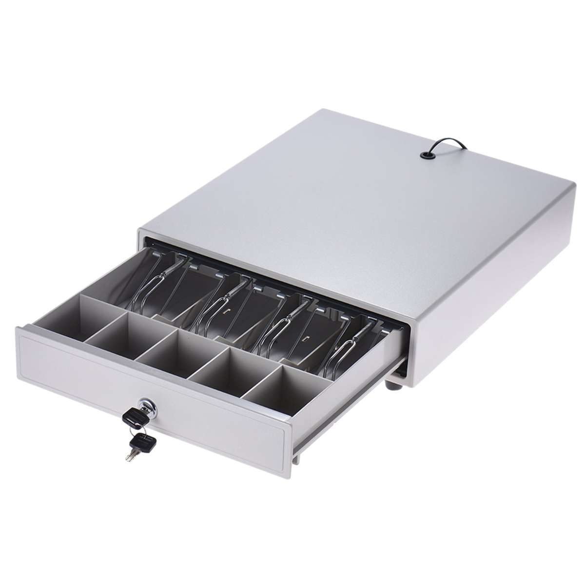 Heavy Duty Electronic Cash Drawer Box Case Storage 4 Bill 5 Coin Trays Support Push Manual Op