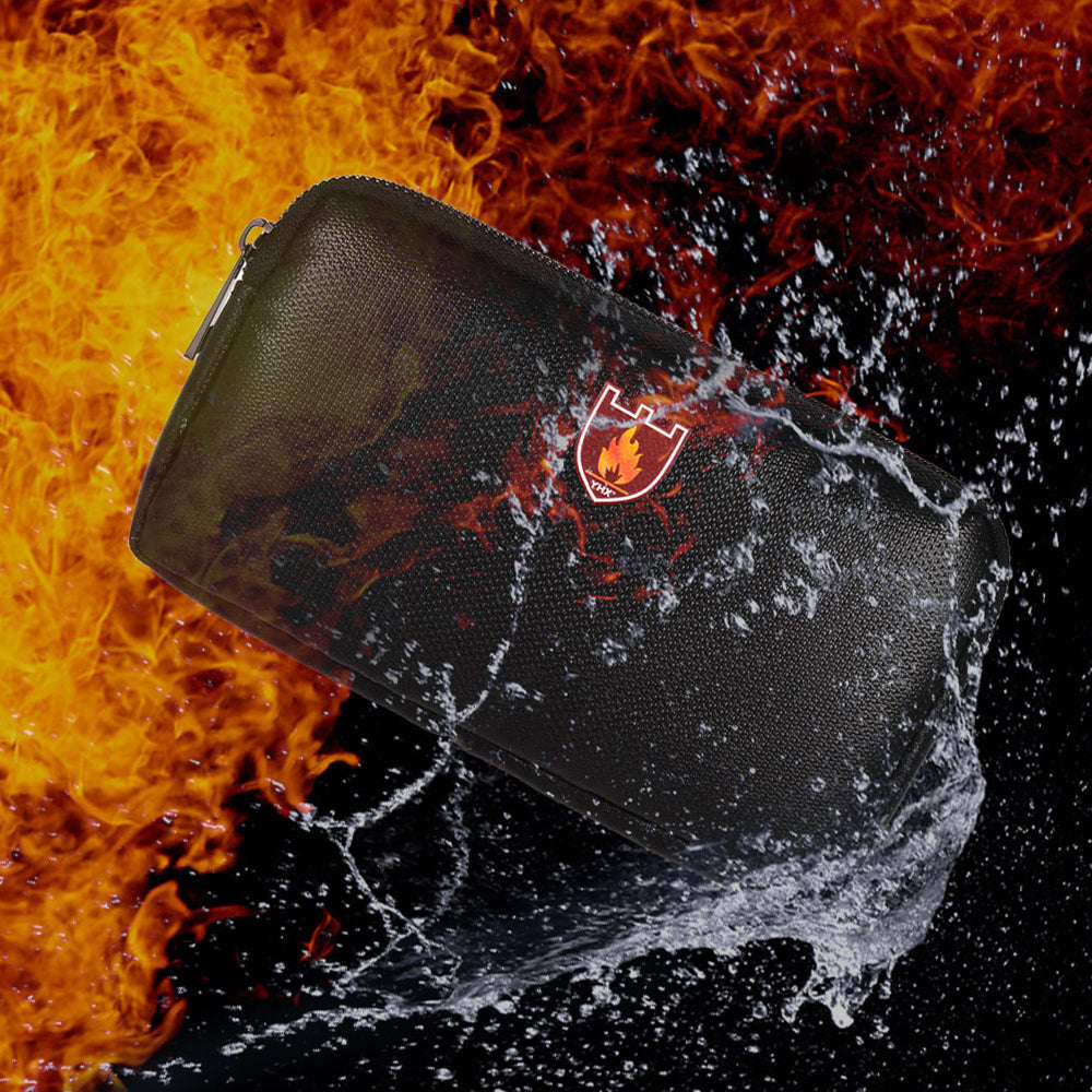 Portable Safe Organizer Fireproof Bag Water Resistant Carrying Box Silicone Material Storage