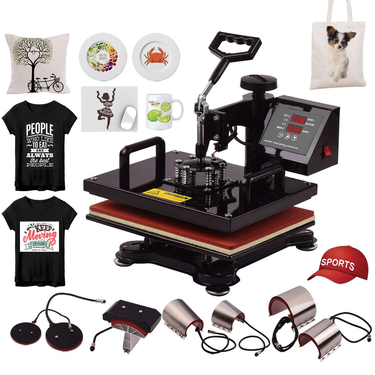 12x15 Inch 8 in 1 Multifunctional Combo Digital Heat Press Thermal Transfer Machine with Mug