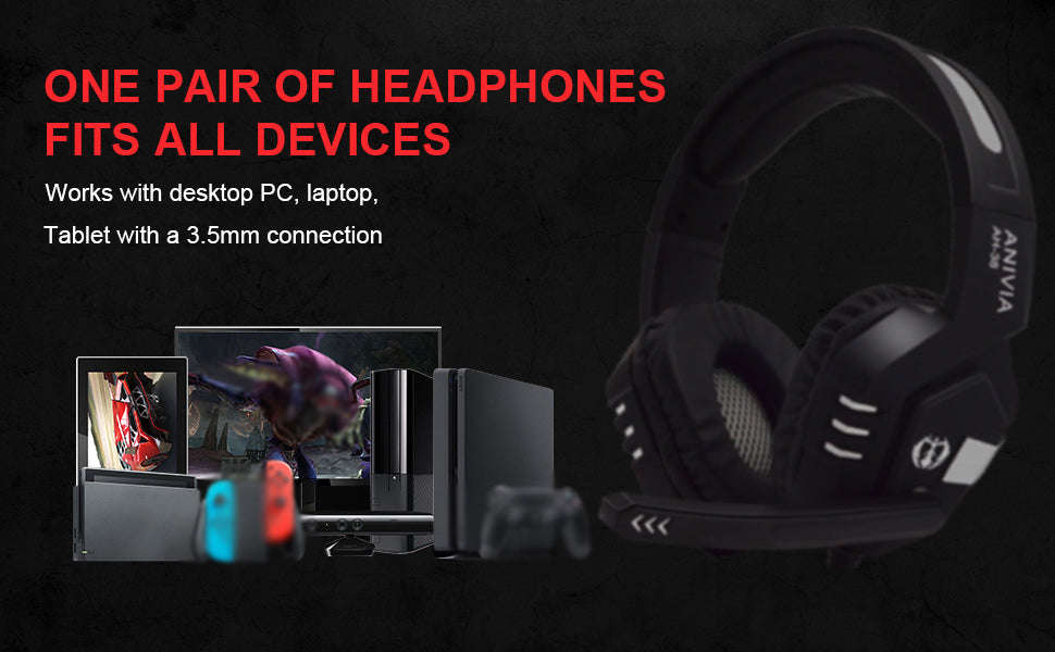 Anivia AH38 Gaming Headset for PC Laptop Noise Cancelling Over Ear Headphones with Mic 3.5mm Jack Wi