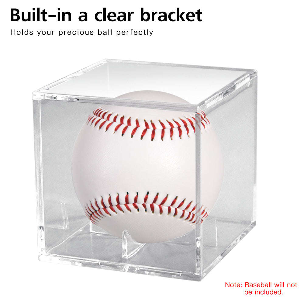 Baseball Display Case UV Protection Acrylic Cube Baseball Holder Square Clear Supports Box fo