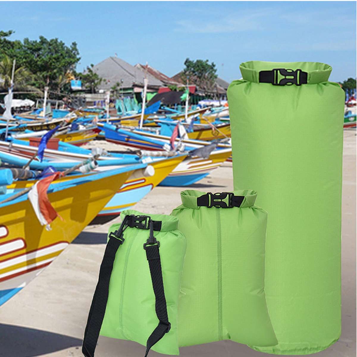 3 Pack Waterproof Bag 3L 7.5L 22L Outdoor Ultralight Roll Top Dry Sacks with Shoulder Strap f