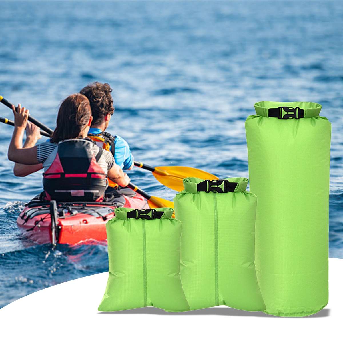 3 Pack Waterproof Bag 3L 7.5L 22L Outdoor Ultralight Roll Top Dry Sacks with Shoulder Strap f