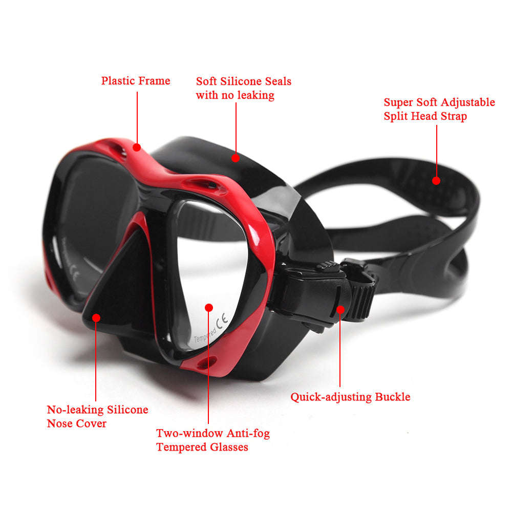 Mens Womens Anti-fog Diving Snorkeling Goggles Two-window Scuba Diving Swim Goggles Swimmin