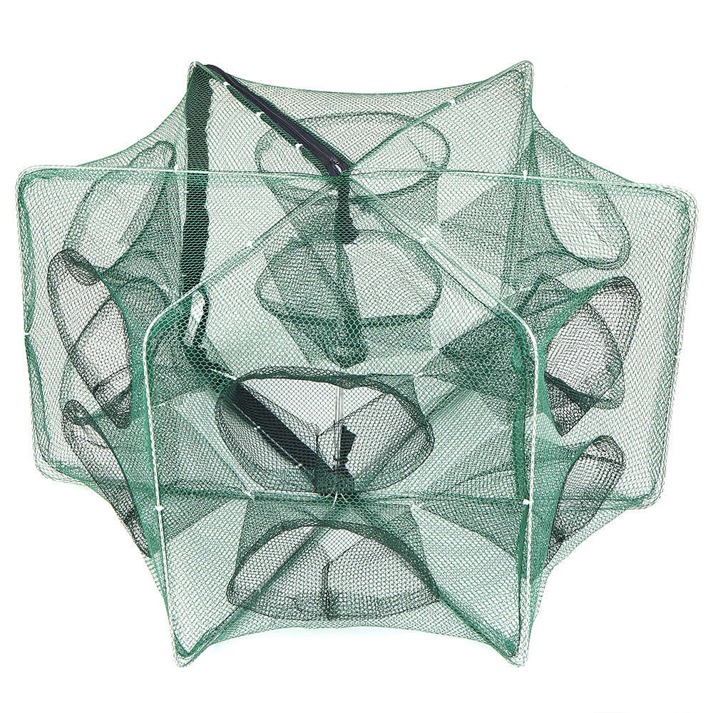 Foldable Fishing Net Hexagon 6 Hole Fishing Net Shrimp Cage Trap Minnow Crab Baits Mesh Trap