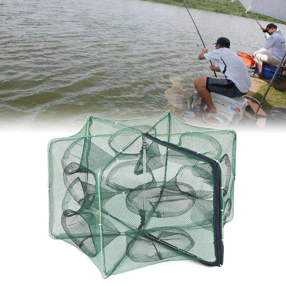 Foldable Fishing Net Hexagon 6 Hole Fishing Net Shrimp Cage Trap Minnow Crab Baits Mesh Trap