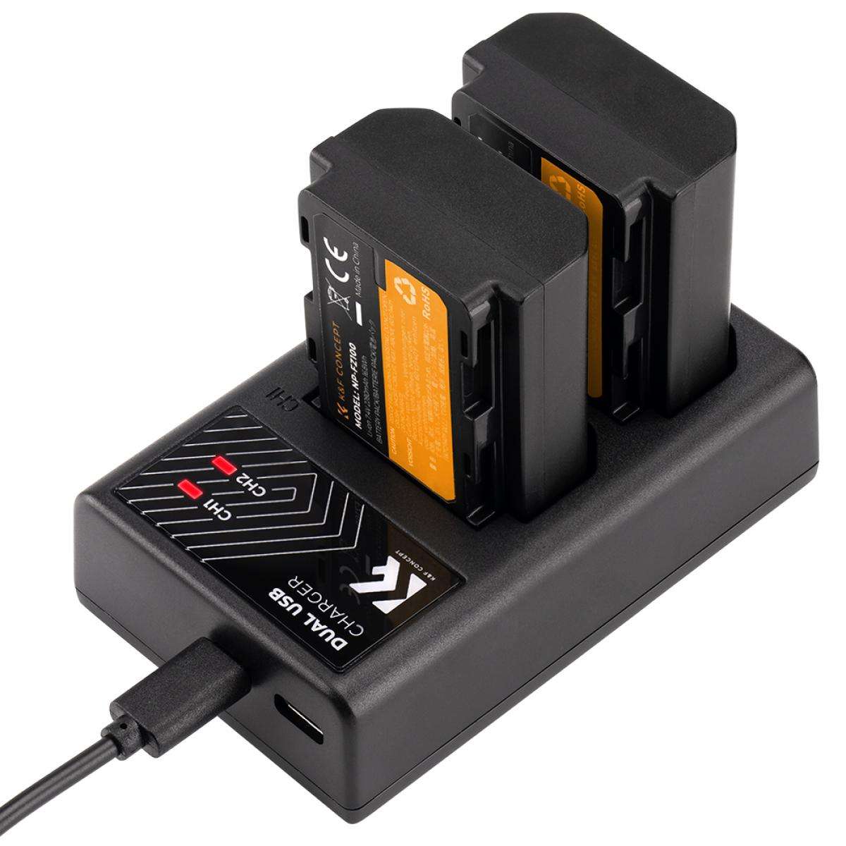 K&F Concept Dual NP-FZ100 Battery + Charger Kit for Sony Cameras-KF28.0016