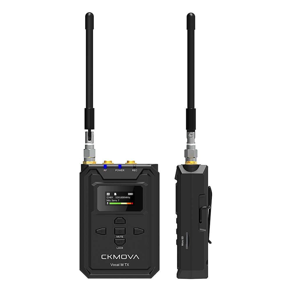 CKMOVA UHF 2-Ch Wireless Mic System 1 Tx with recorder, 1 Rx - VOCAL-MV1