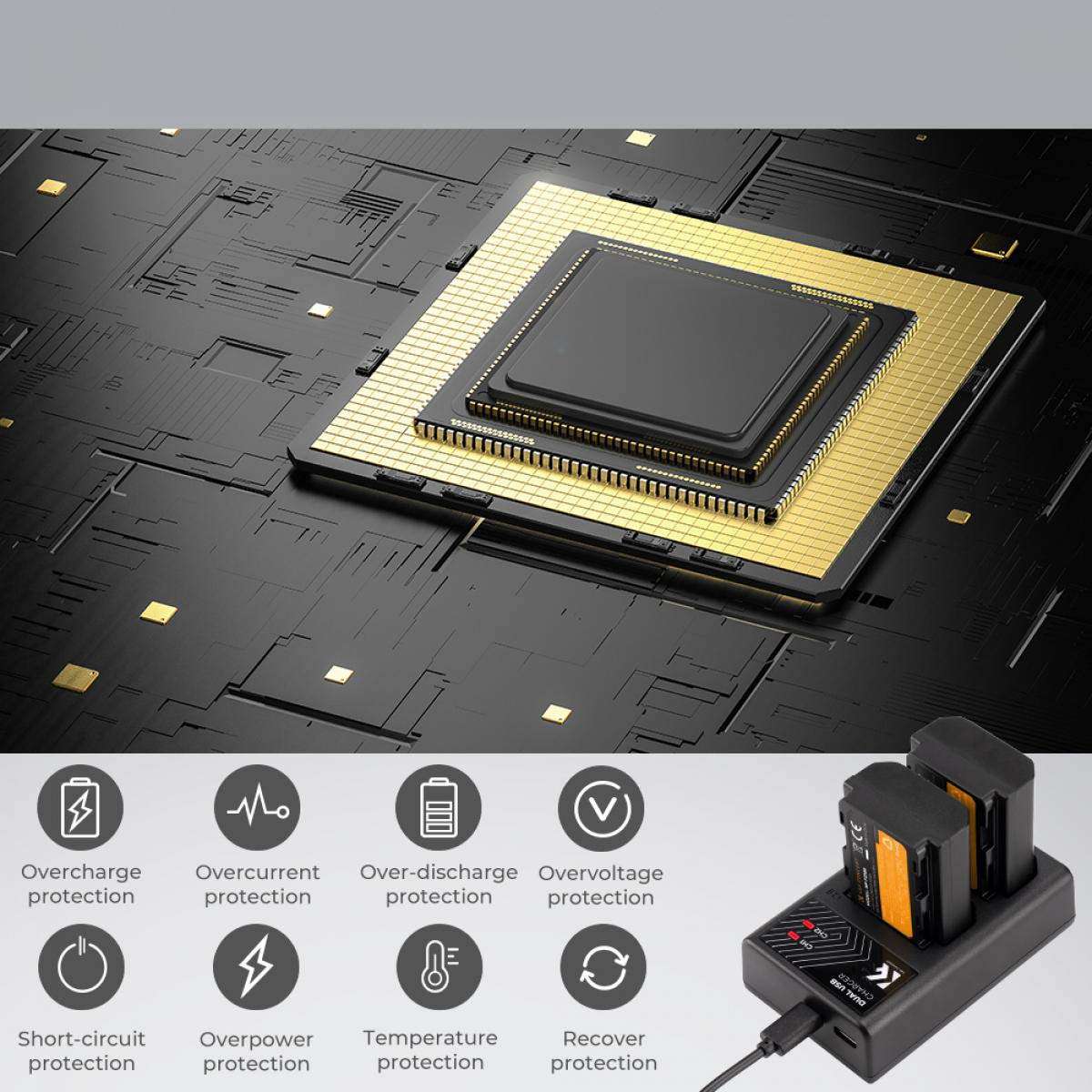 K&F Concept Dual NP-FZ100 Battery + Charger Kit for Sony Cameras-KF28.0016