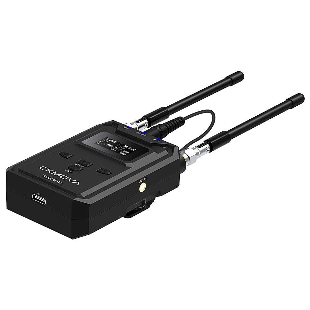 CKMOVA UHF 2-Ch Wireless Mic System 1 Tx with recorder, 1 Rx - VOCAL-MV1