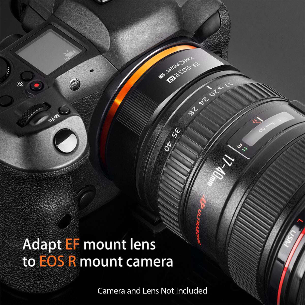 K&F PRO Auto Focus Lens Adapter for Canon EF & EF-S Lenses to Canon R Mount - KF06-467