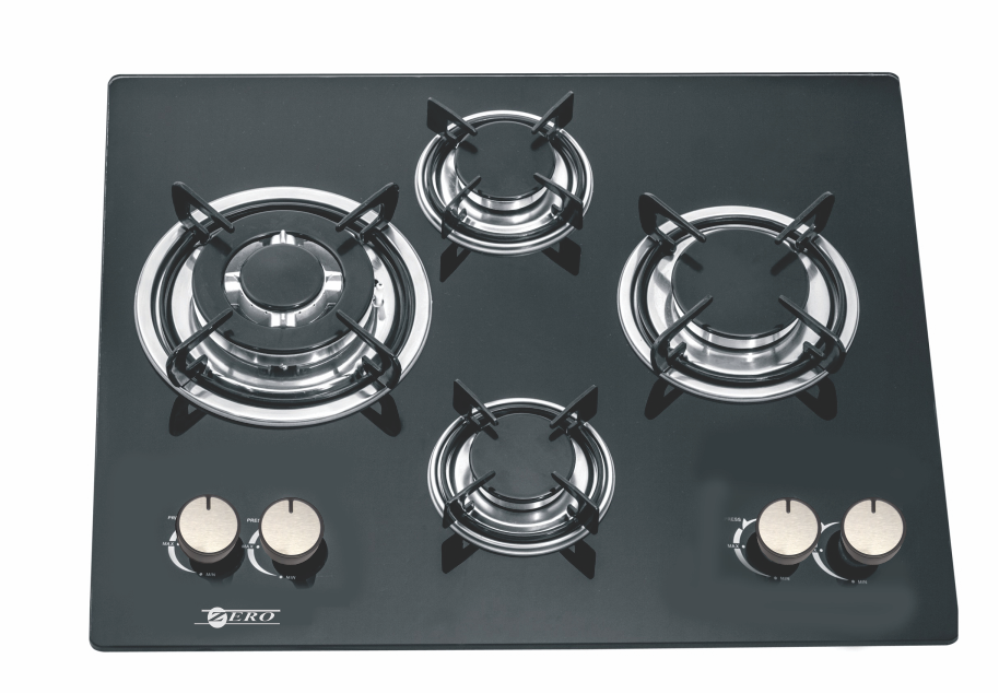 4 BURNER GLASS TOP GAS HOB (BATTERY IGNITION)