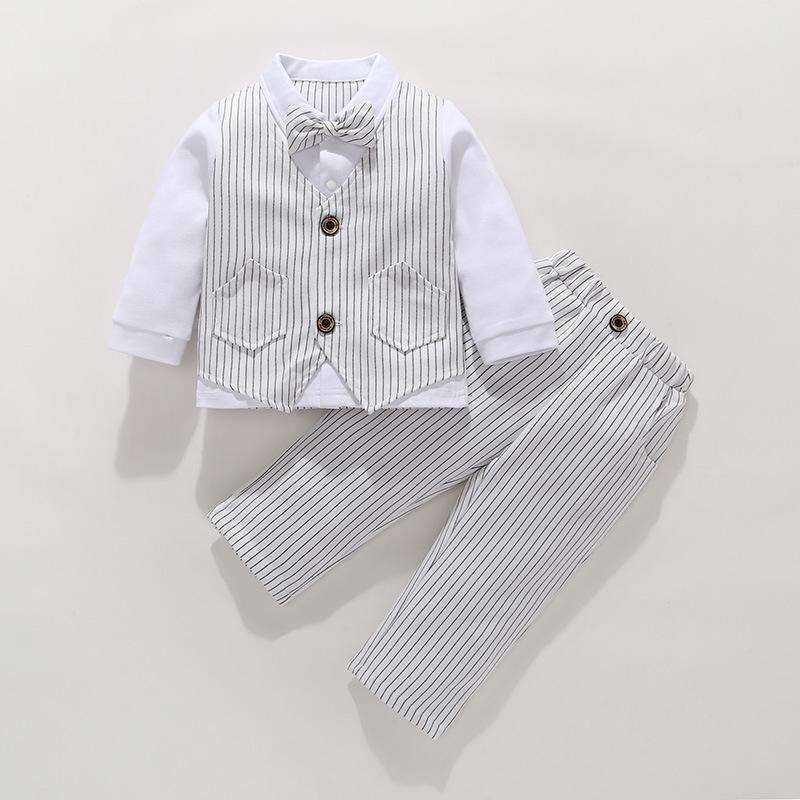Newborn Baby Boy Gentlemen Suit Outfit - White