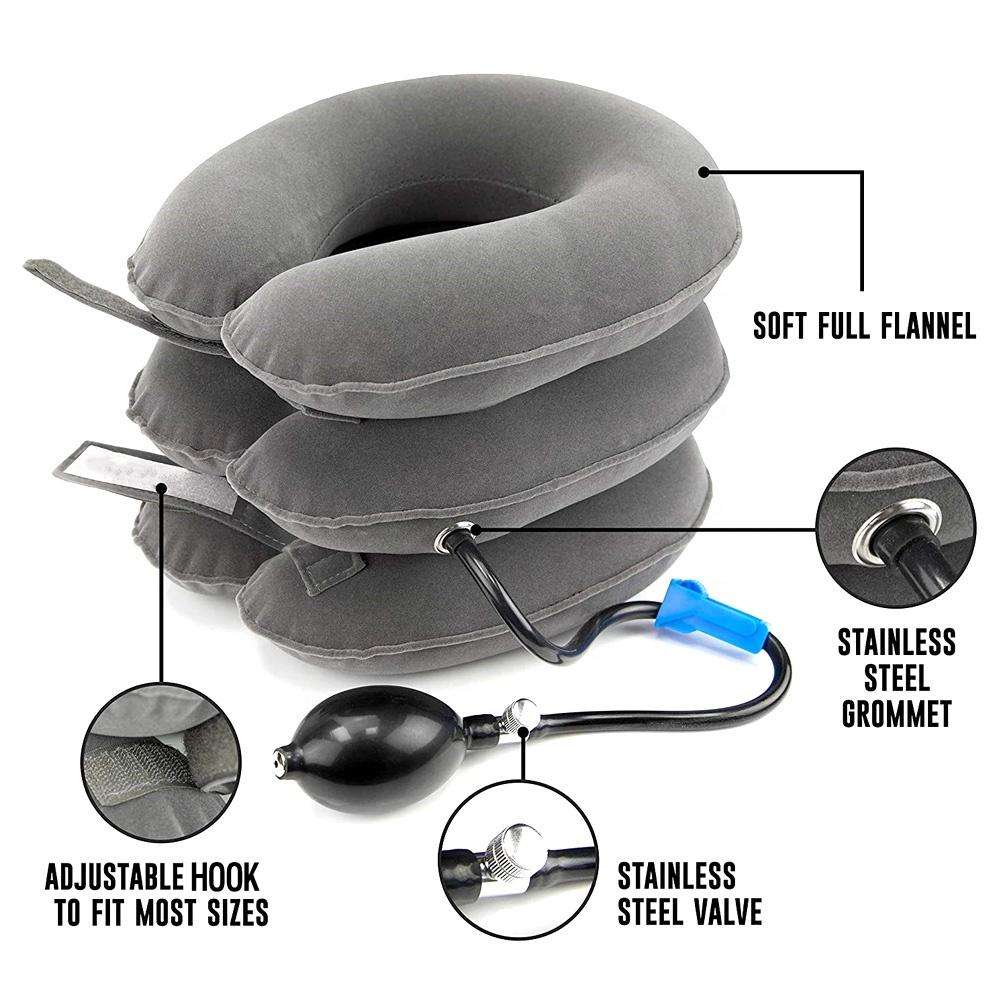Inflatable Orthopedic Cervical Neck Support Traction Brace - Black