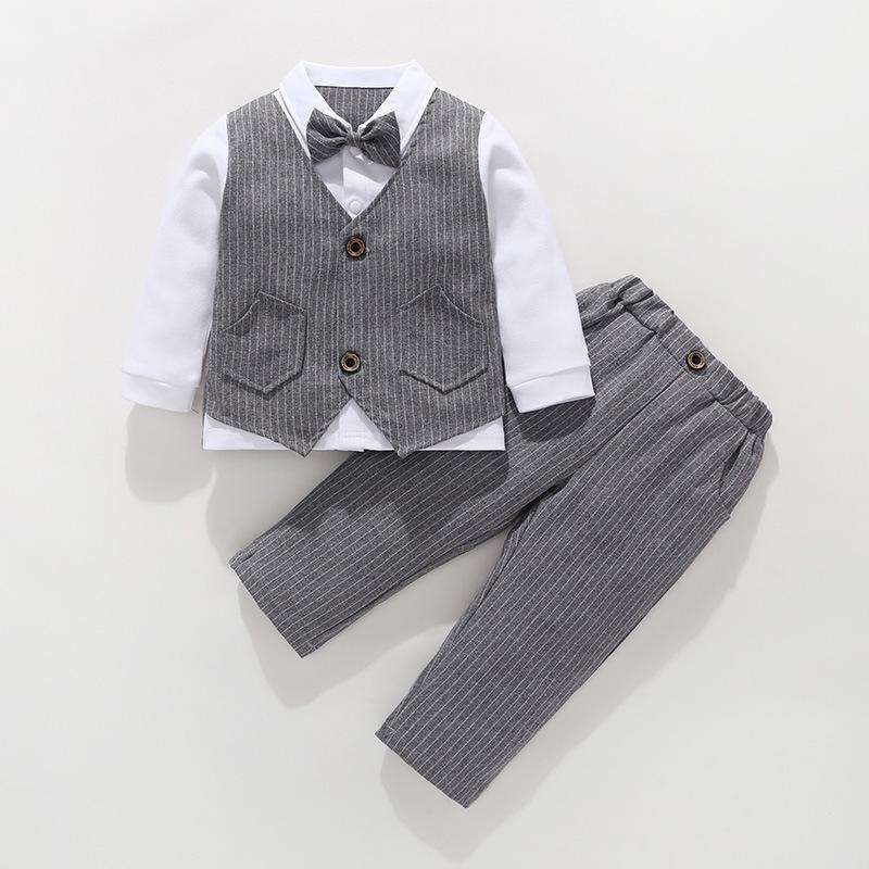 Newborn Baby Boy Gentlemen Suit Outfit - White