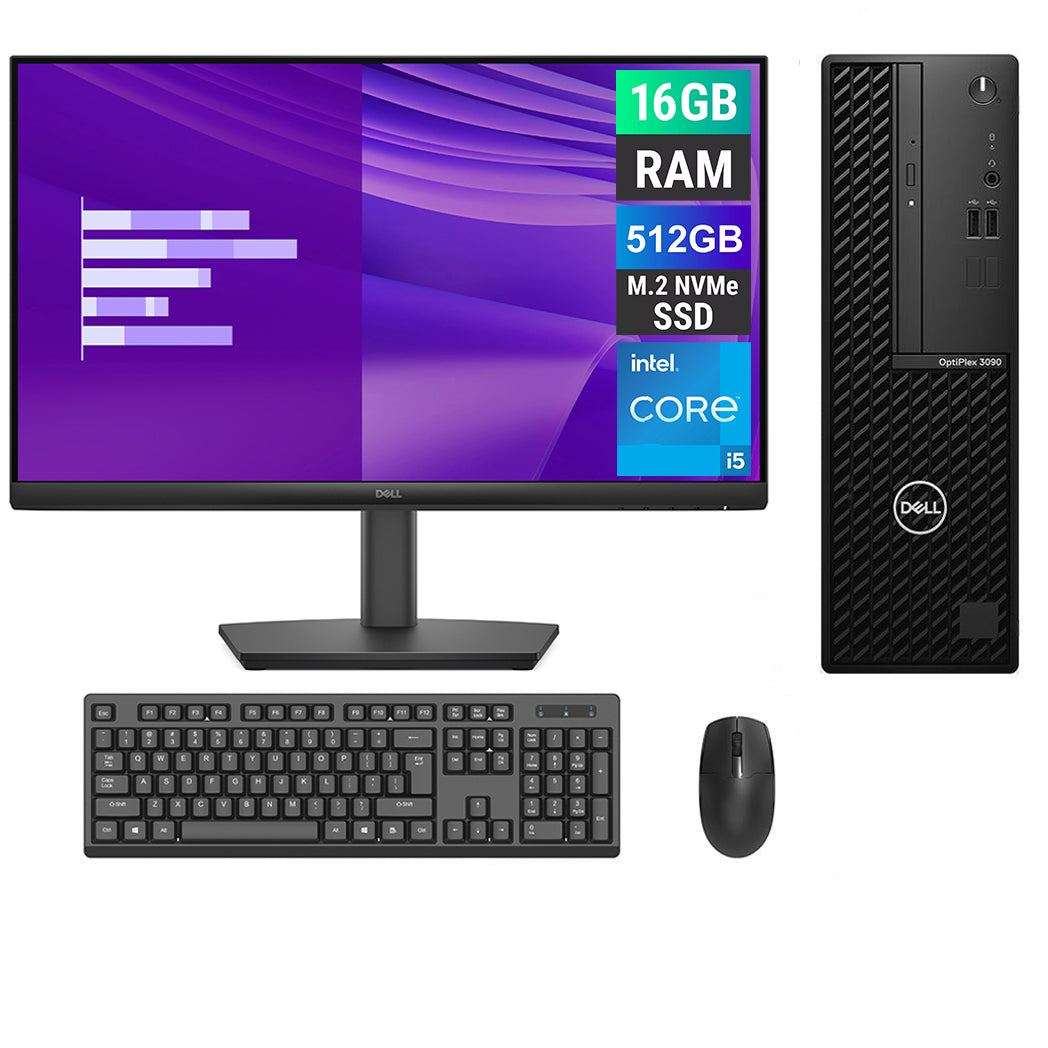 REFURBISHED - DELL OPTIPLEX 3090 SFF - I5 10TH GEN - 16GB DDR4 - 512GB NVME - DELL PRO 24 E2425HS...