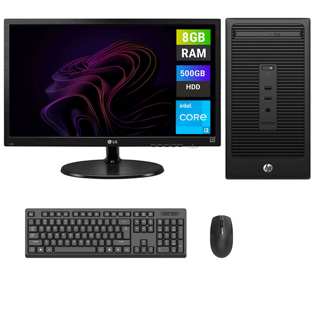 REFURBISHED - HP 280 G2 MICRO TOWER - I3 6TH GEN - 8GB DDR4 - 500GB HDD - 19INCH - LG - LCD - COM...