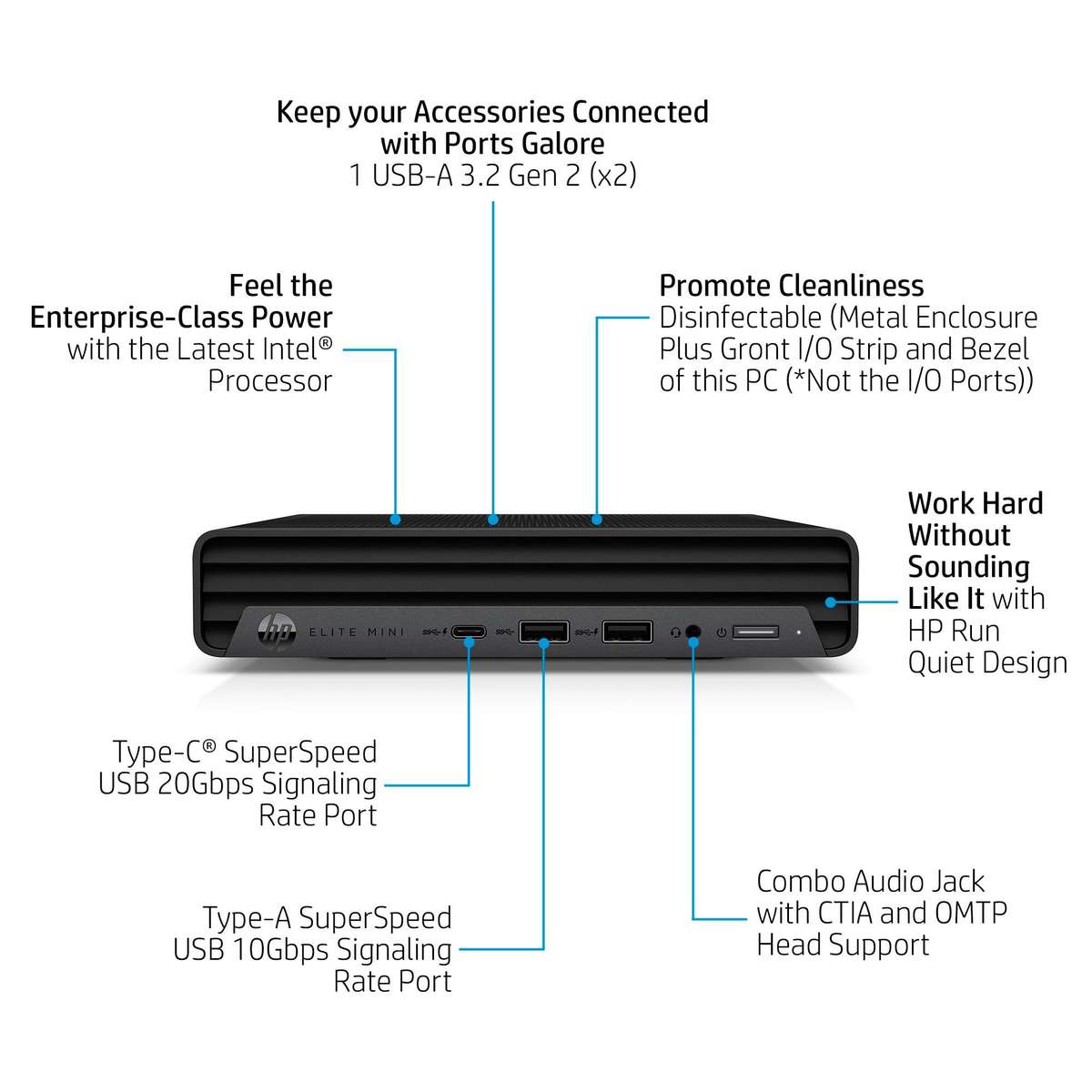 NEW - HP ELITE MINI 800 G9 MINI PC - I3 14TH GEN - 16GB DDR4 - 256GB NVME - COMPUTER