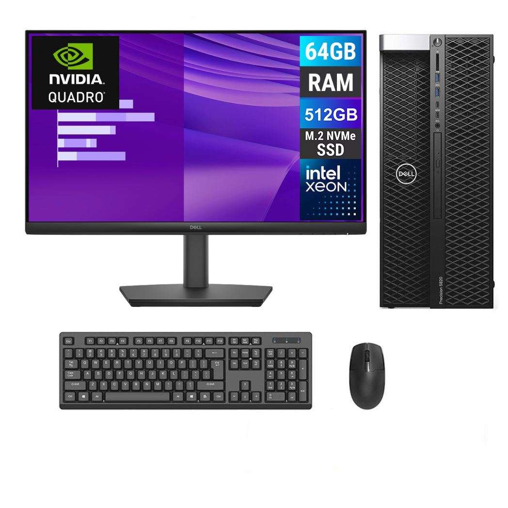 REFURBISHED - DELL PRECISION 5820 - XEON - W-2102 - 64GB DDR4 - 512GB SSD - NVIDIA QUADRO P4000 -...