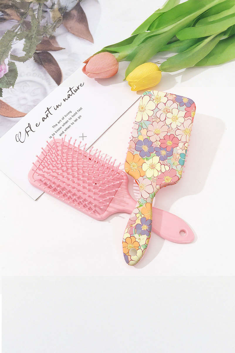 Peach Blossom Flower Print Large Paddle Air Cushion Comb