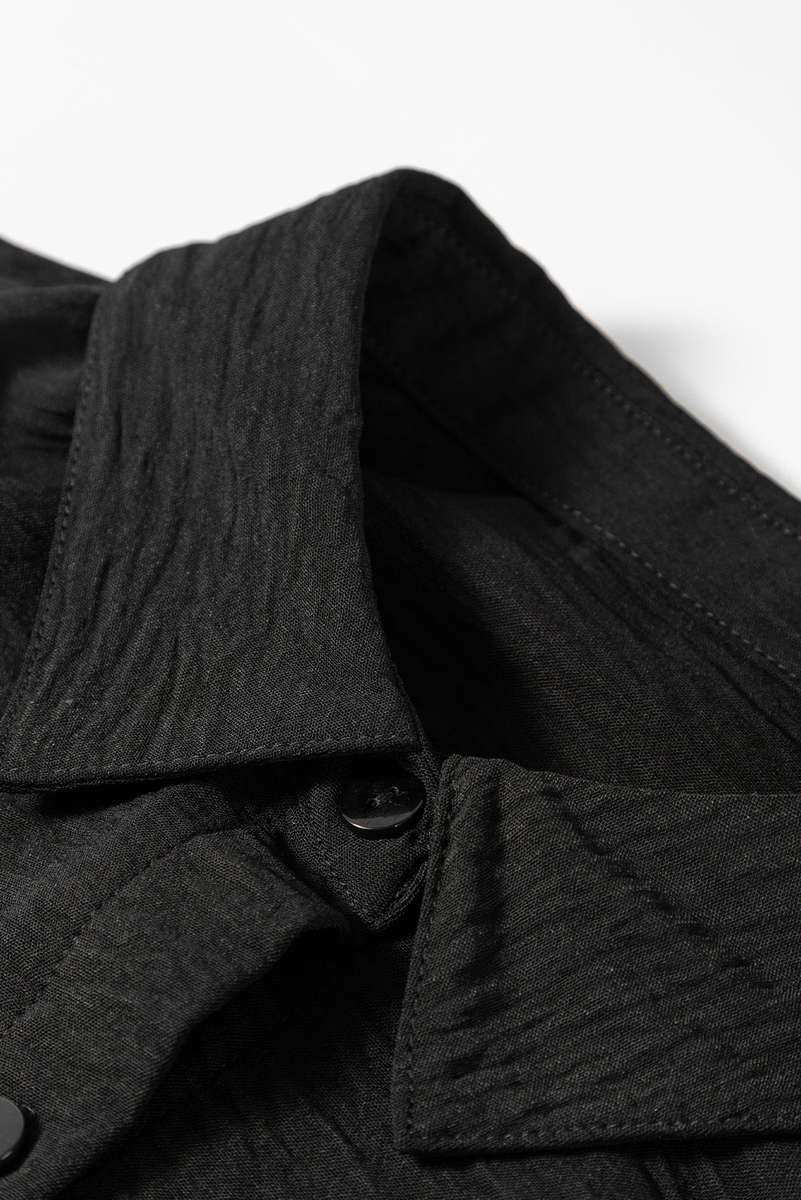 Black Pure Color Patch Pocket Shirt