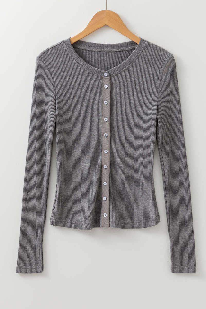 Sleet Ribbed Knit Button Down Slim Cardigan
