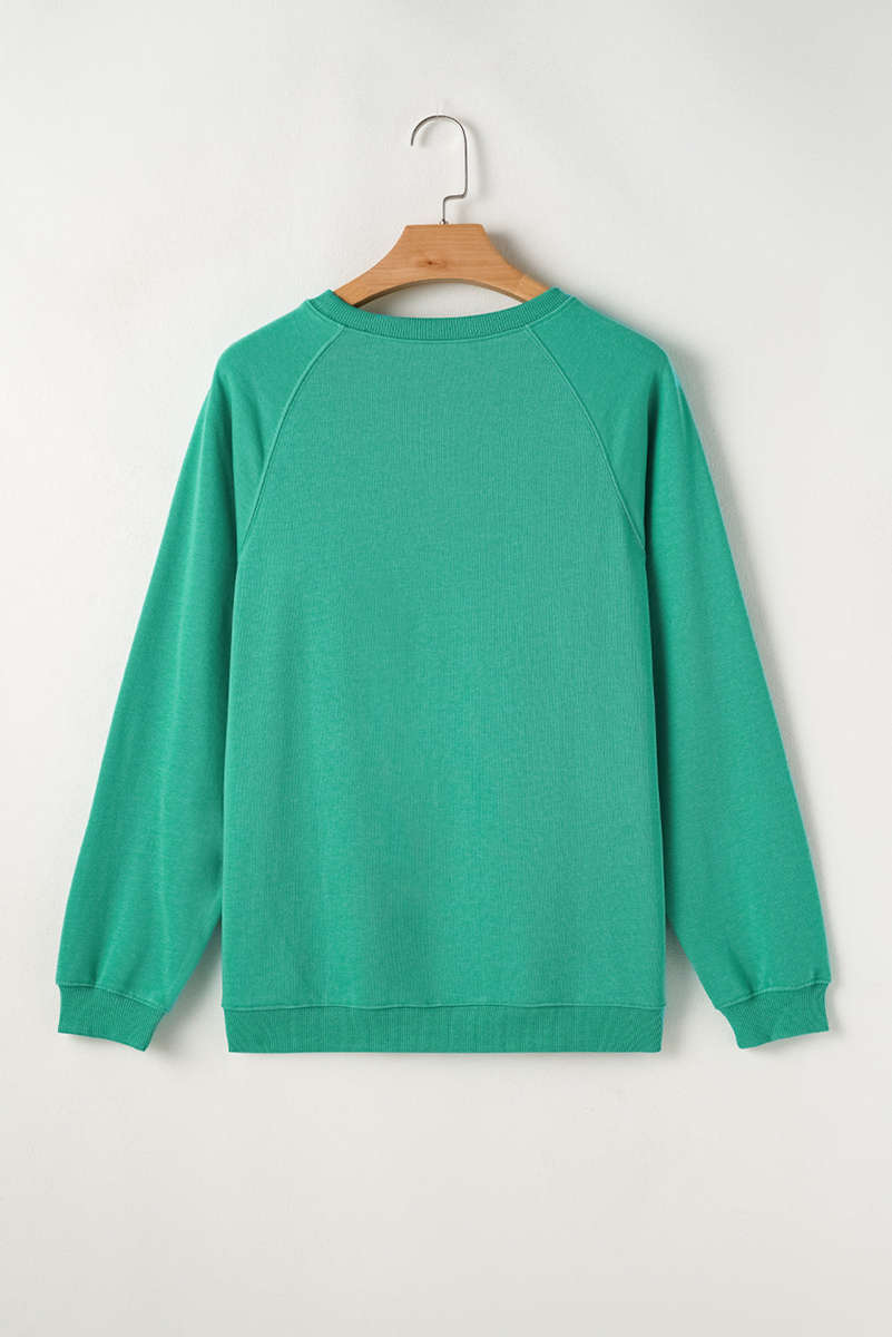 Mint Green Rainbow Colorblock Striped Pullover Sweatshirt