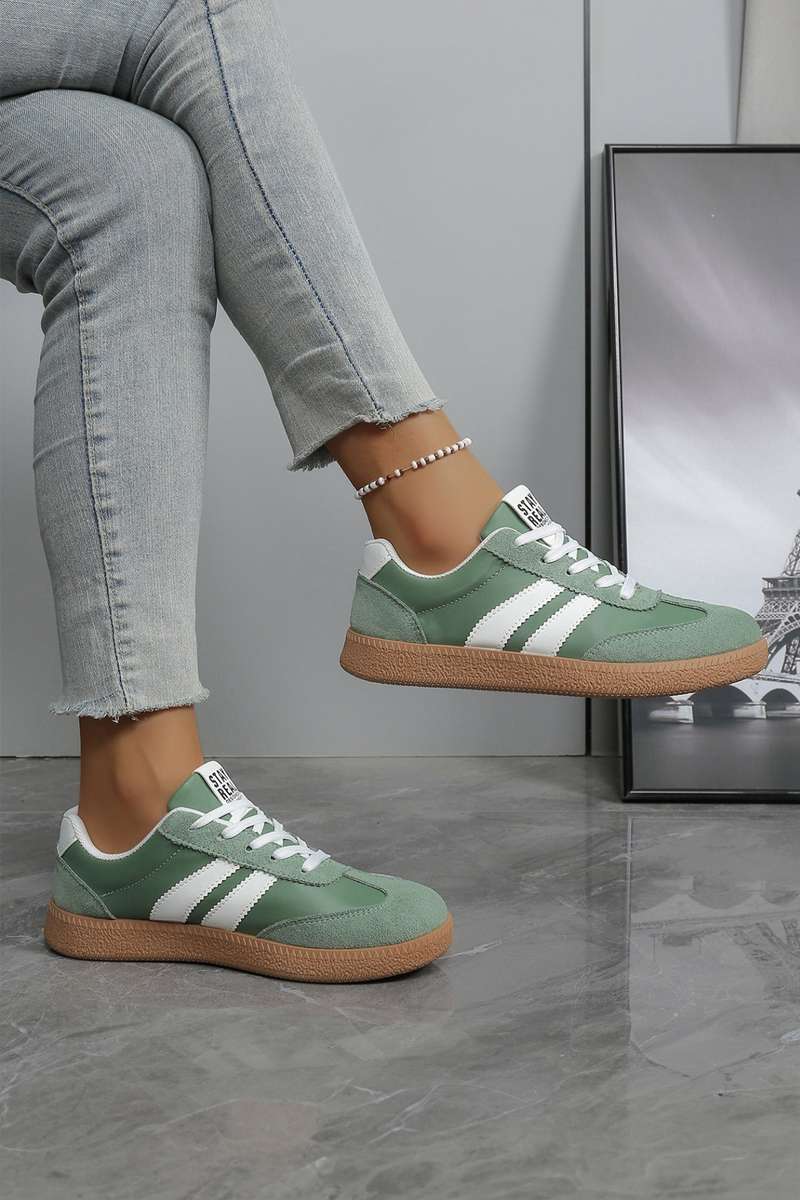 Ashleigh Blue Varsity Color Block Patchwork PU Leather Lace Up Shoes