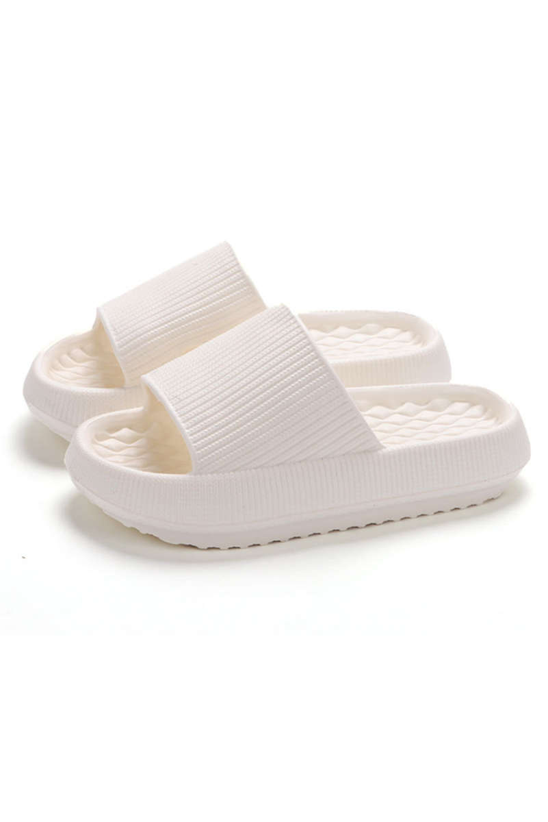White Simple Textured Thick Sole EVA Slippers