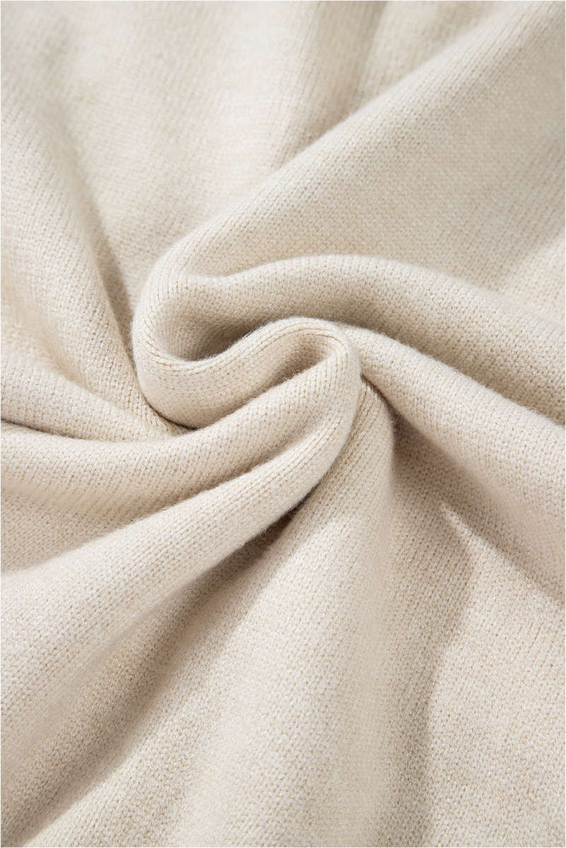 Beige Flower Stitching Mock Neck Sweater