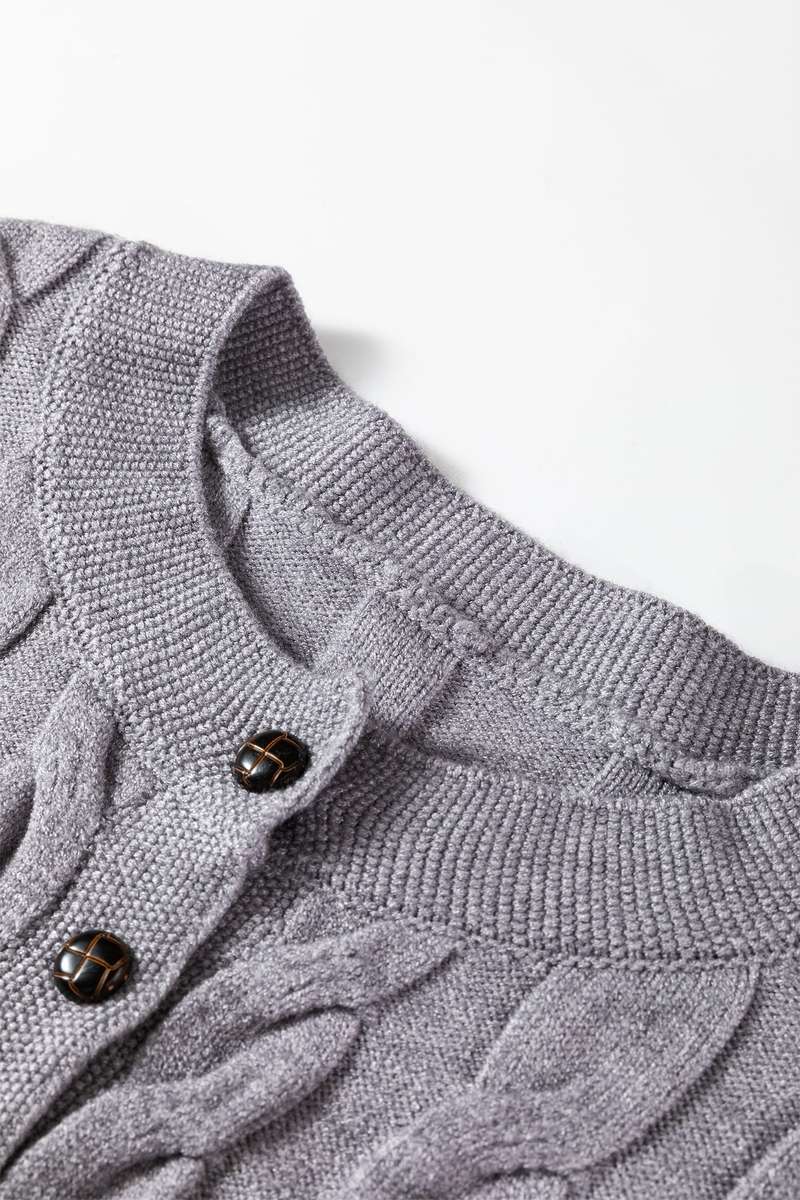High Cable Knit Cardigan Sweater