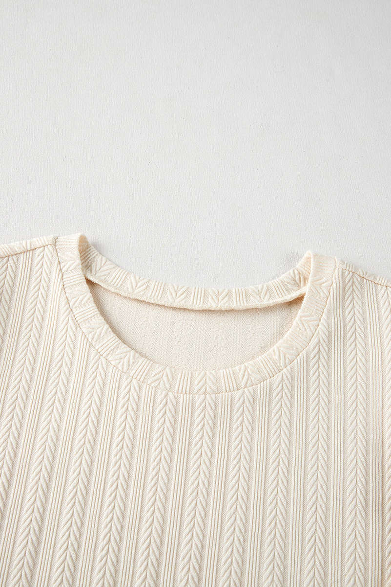 Apricot Polka Dot Mesh Puff Sleeve Textured Blouse