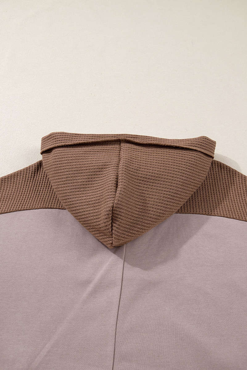 Goat Oversize Waffle Patchwork Exposed Seam Casual Hoodie