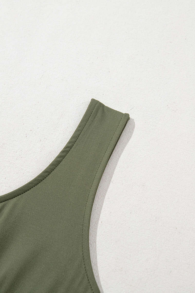 Four Leaf Clover Sleeveless Scoop Neck Flared Split Midi Dress
