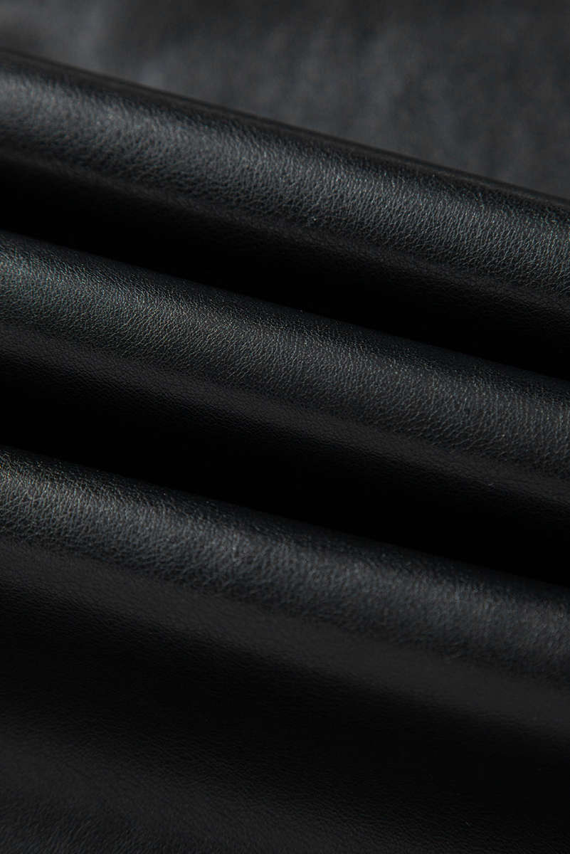 Black Faux Leather Side Slit Maxi Skirt