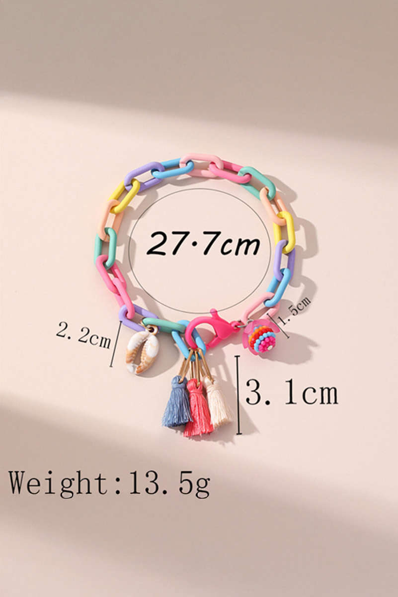 Bonbon Shell Tassel Colorful Chain Link Adjustable Anklet