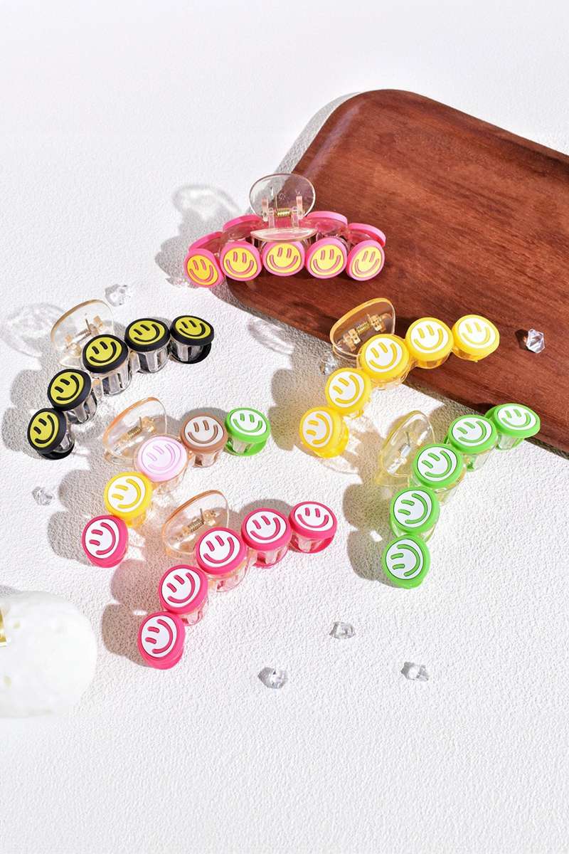 Rose Red Smiley Face Hair Claw Clip