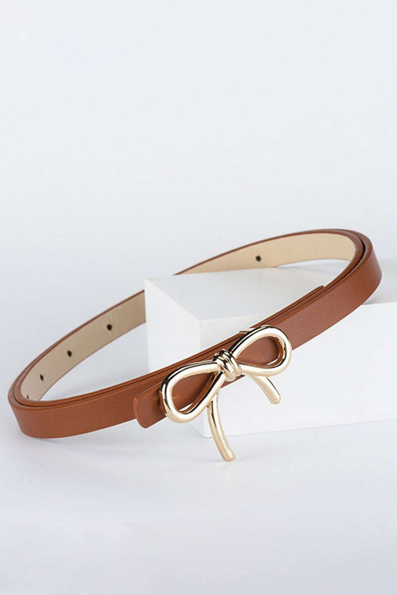 Thai Curry Bow Knot Decor Thin Waist Belt