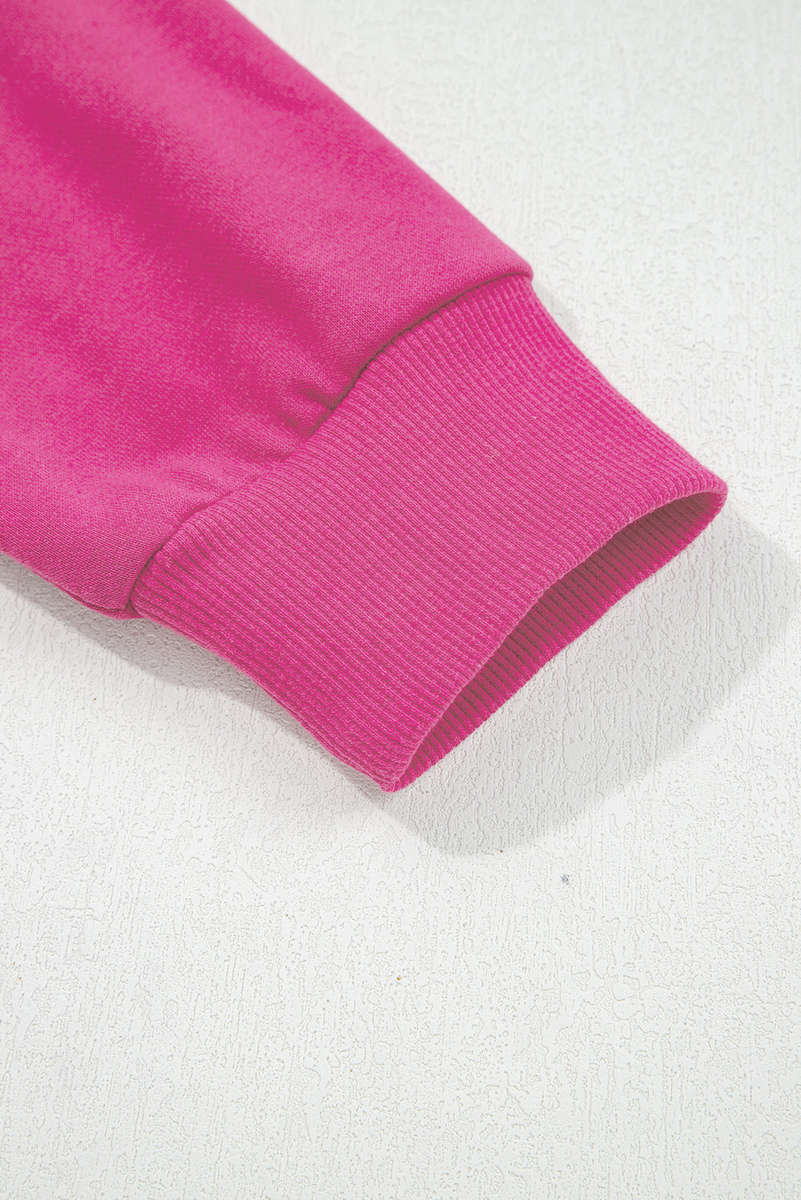 Rose Red Varsity Striped Detail Drop Shoulder Oversized Sweatshirt