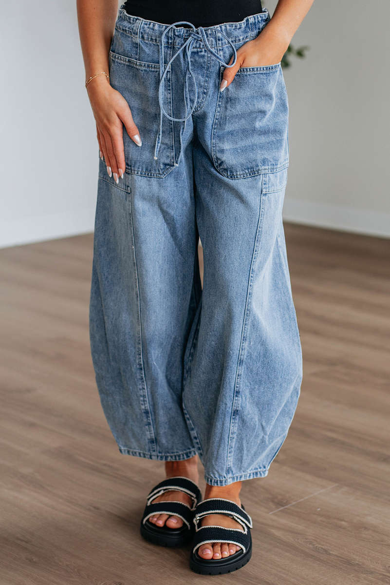 Myosotis Large Patch Pocket Drawstring Paperbag Waist Barrel Jeans