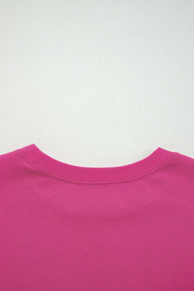Rose Red Varsity Striped Detail Drop Shoulder Oversized Sweatshirt