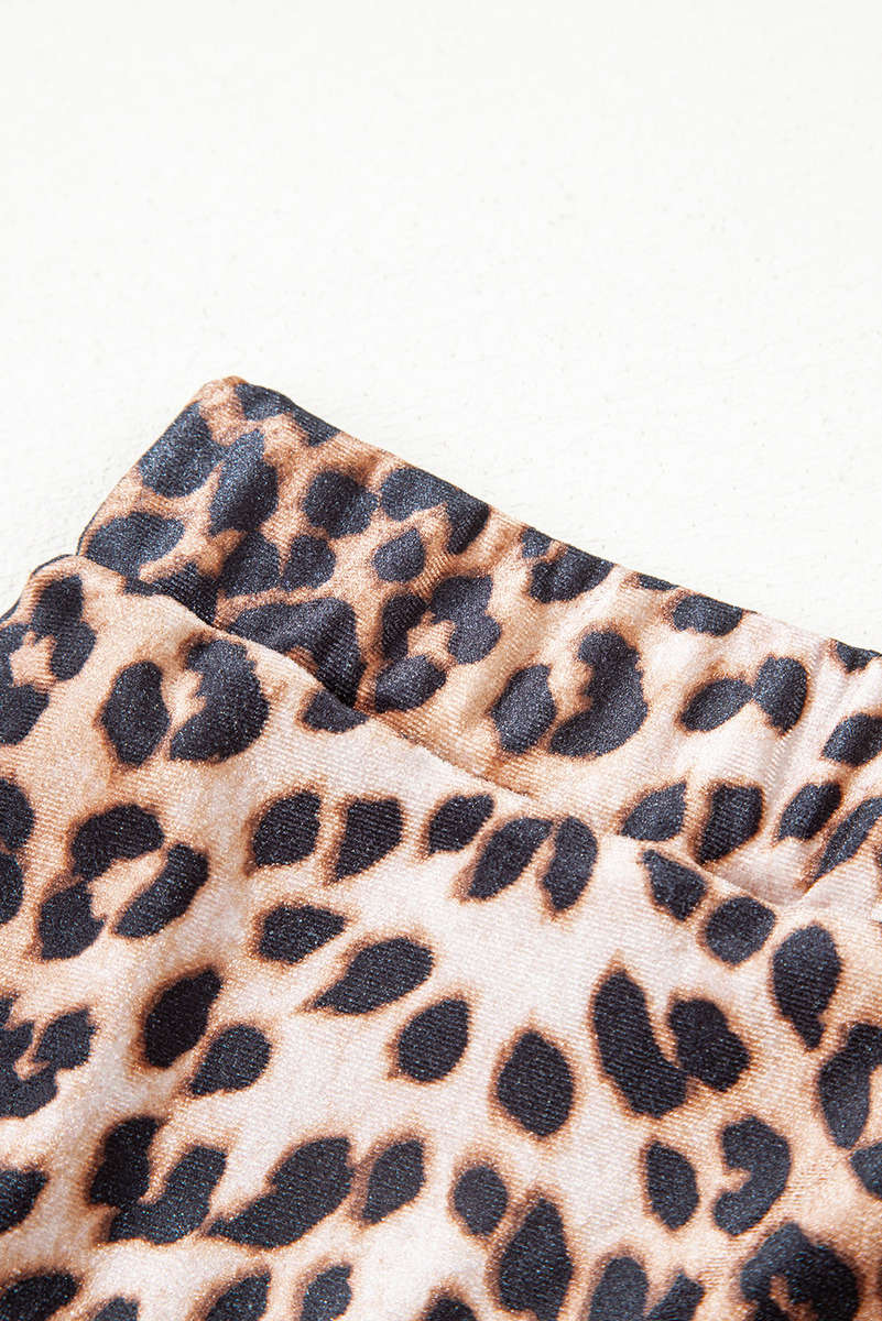 Brown Leopard Tiered Patchwork Hot Mini Skirt