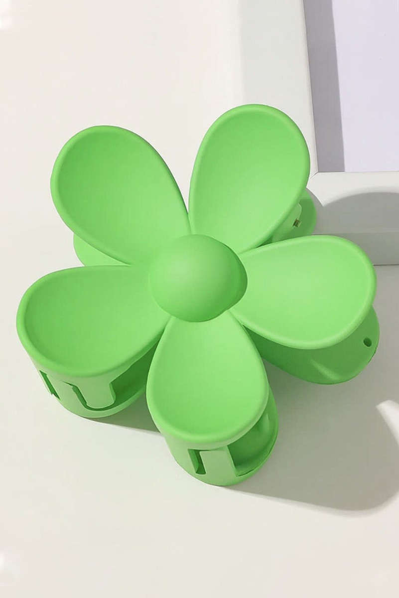 Green Flower Hair Claw Clip