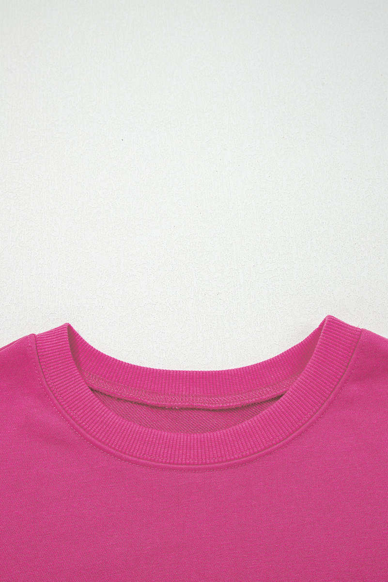 Rose Red Varsity Striped Detail Drop Shoulder Oversized Sweatshirt